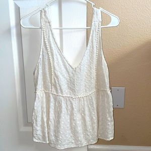 American Eagle White Embroidered Tank